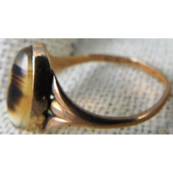 7/789 Small 10k Ring with Natural Stone Size 4.5 - Picture 4 of 4